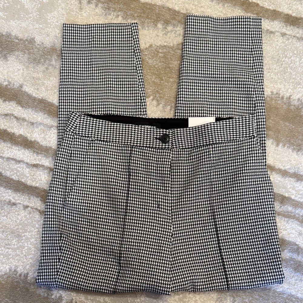 Express Black and White Houndstooth Trousers NWT